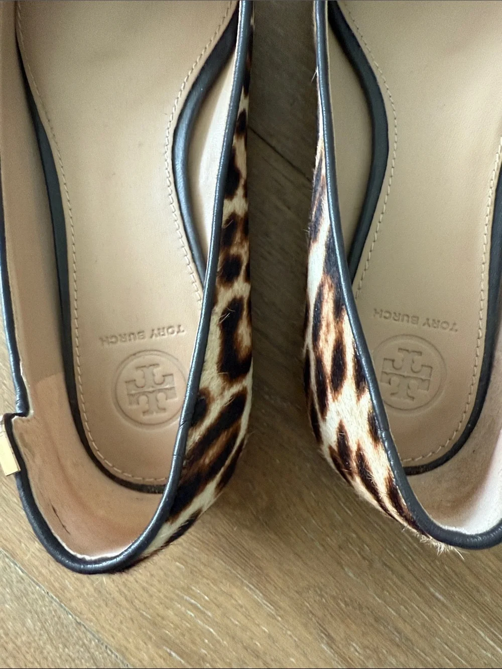 Tory Burch Leopard-Pattern Pointed Toe Flats - Brown & Black